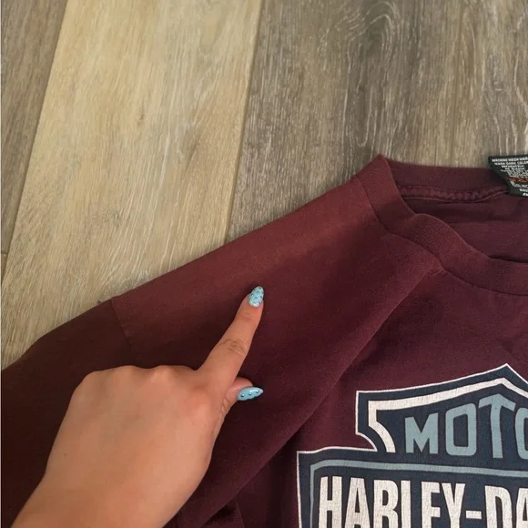 Harley-Davidson XXL worn in oversized moto Maroon tee with graphic - Picture 6 of 6